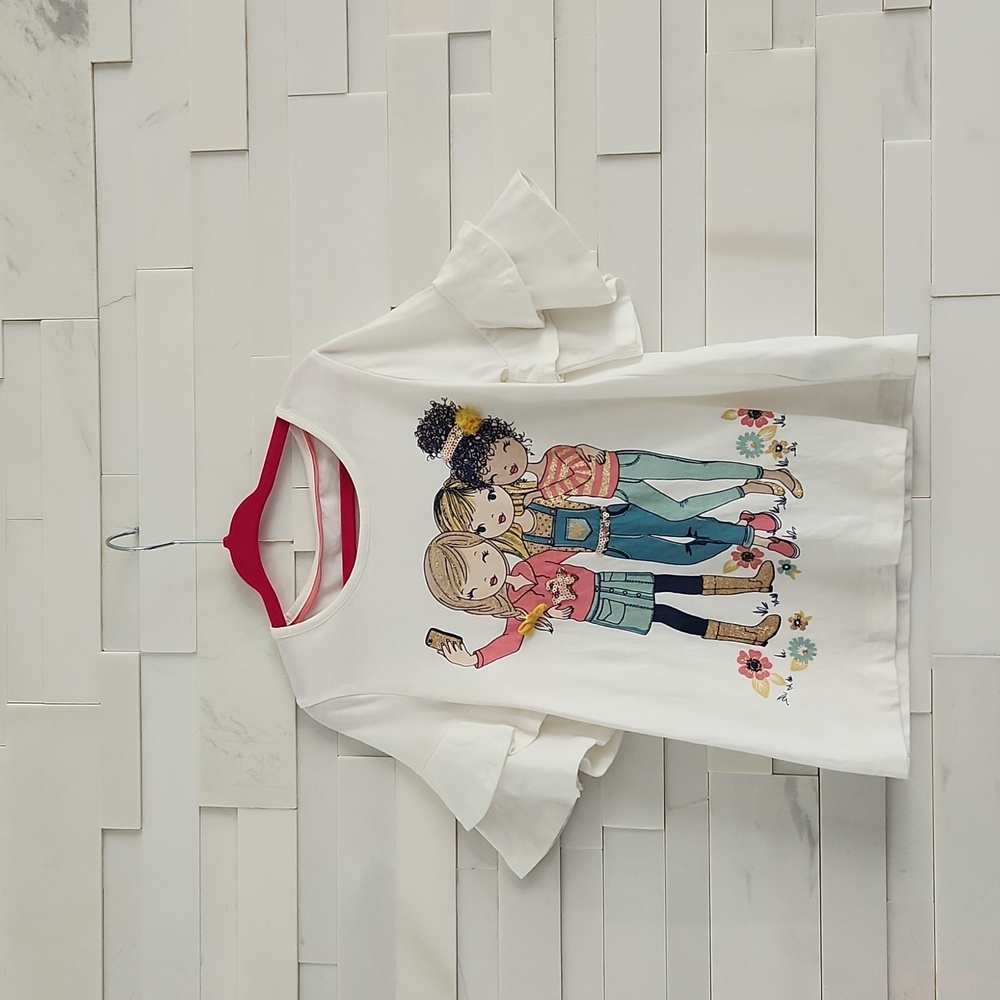 TOMMY BAHAMAS BELLSLEEVE TOP SIZE 5/6. OFFWHITE